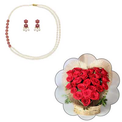 "Red N white carnations petal Garlands ( 2 garlands) - Click here to View more details about this Product